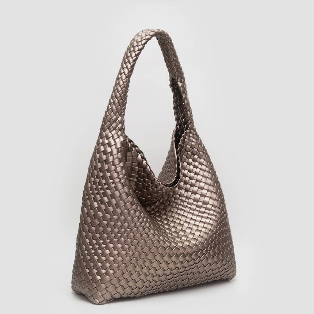 Woven Braided Shoulder Bag With Wristlet Pouch: GOLD / ONESIZE - The Edit LLC