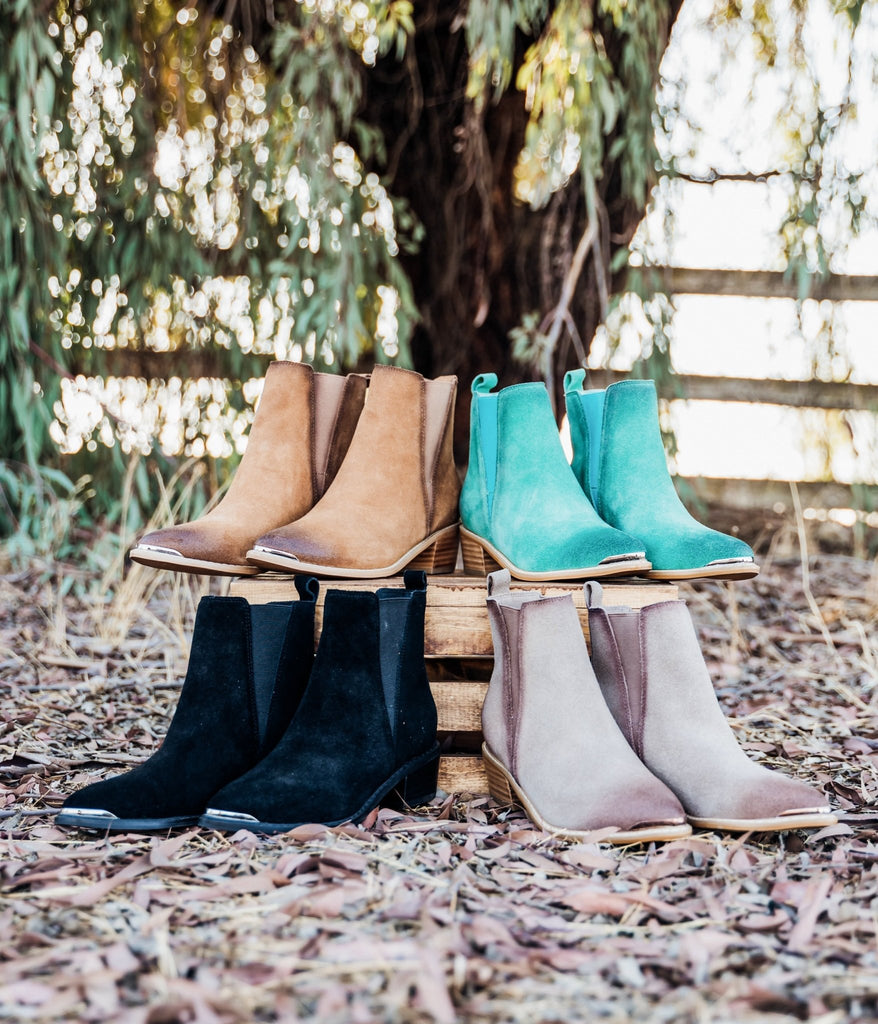 Wylie Suede Ankle Boot in Teal - The Edit LLC