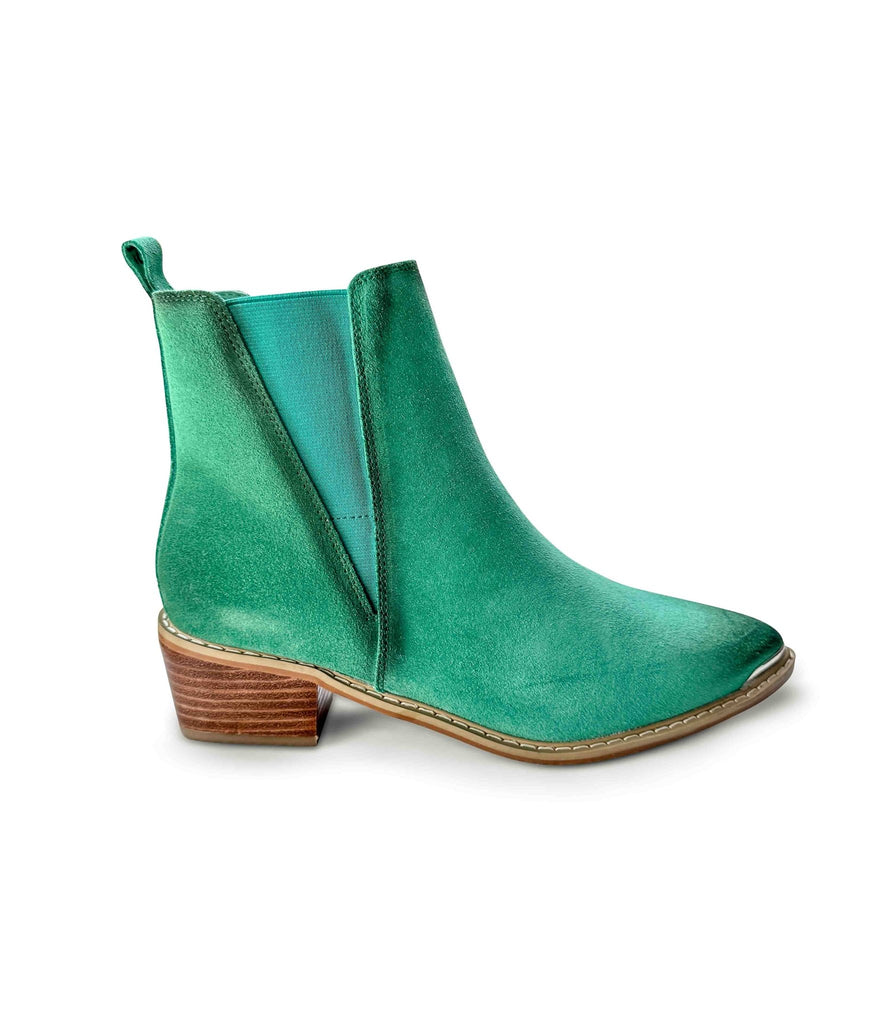 Wylie Suede Ankle Boot in Teal - The Edit LLC