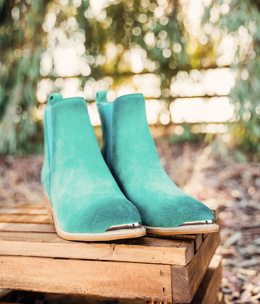 Wylie Suede Ankle Boot in Teal - The Edit LLC