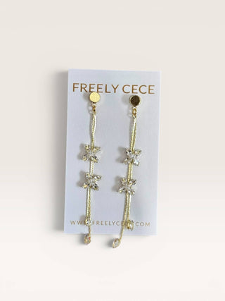 X Clover Gem Chain Duster Earrings  - The Edit LLC