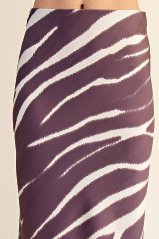 Zebra Print High-Waist Midi Skirt: Brown - The Edit LLC
