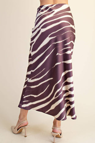 Zebra Print High-Waist Midi Skirt: Brown - The Edit LLC