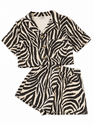 Zebra Print High Waist Tailored Shorts - The Edit LLC