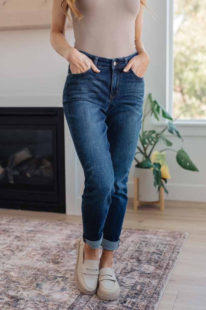 Amber Mid Rise Cuffed Slim Fit Jeans - The Edit LLC