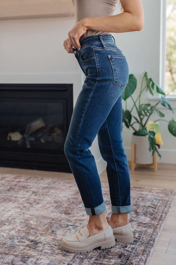 Amber Mid Rise Cuffed Slim Fit Jeans - The Edit LLC