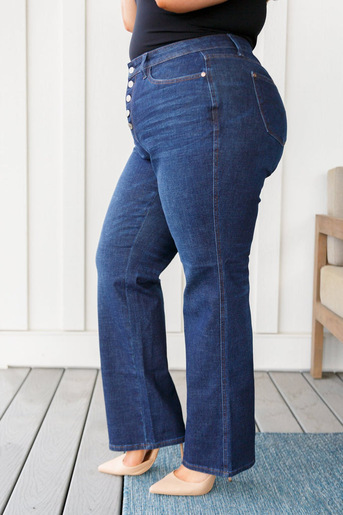 Arlo High Rise Button-Fly Straight Jeans - The Edit LLC