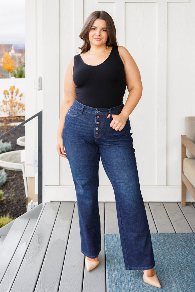 Arlo High Rise Button-Fly Straight Jeans - The Edit LLC