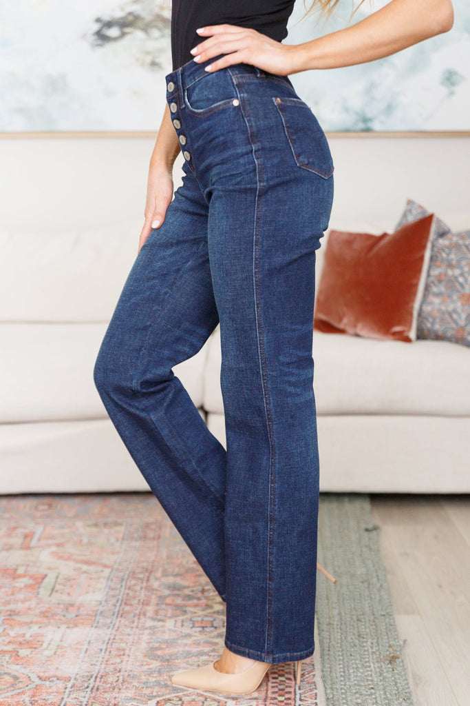 Arlo High Rise Button-Fly Straight Jeans - The Edit LLC