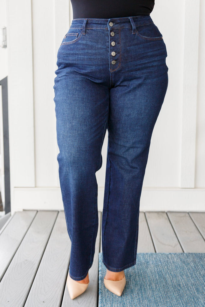 Arlo High Rise Button-Fly Straight Jeans - The Edit LLC