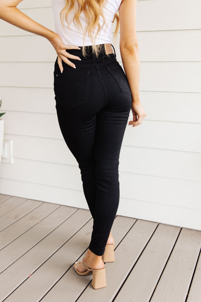 Audrey High Rise Control Top Classic Skinny Jeans in Black - The Edit LLC