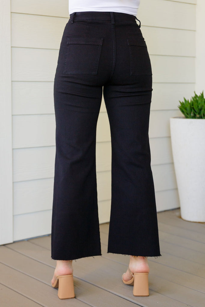 August High Rise Wide Leg Crop Jeans in Black - The Edit LLC