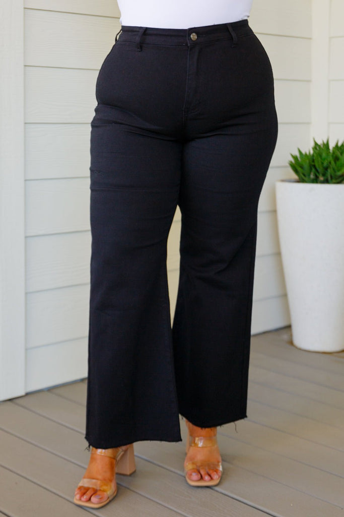 August High Rise Wide Leg Crop Jeans in Black - The Edit LLC