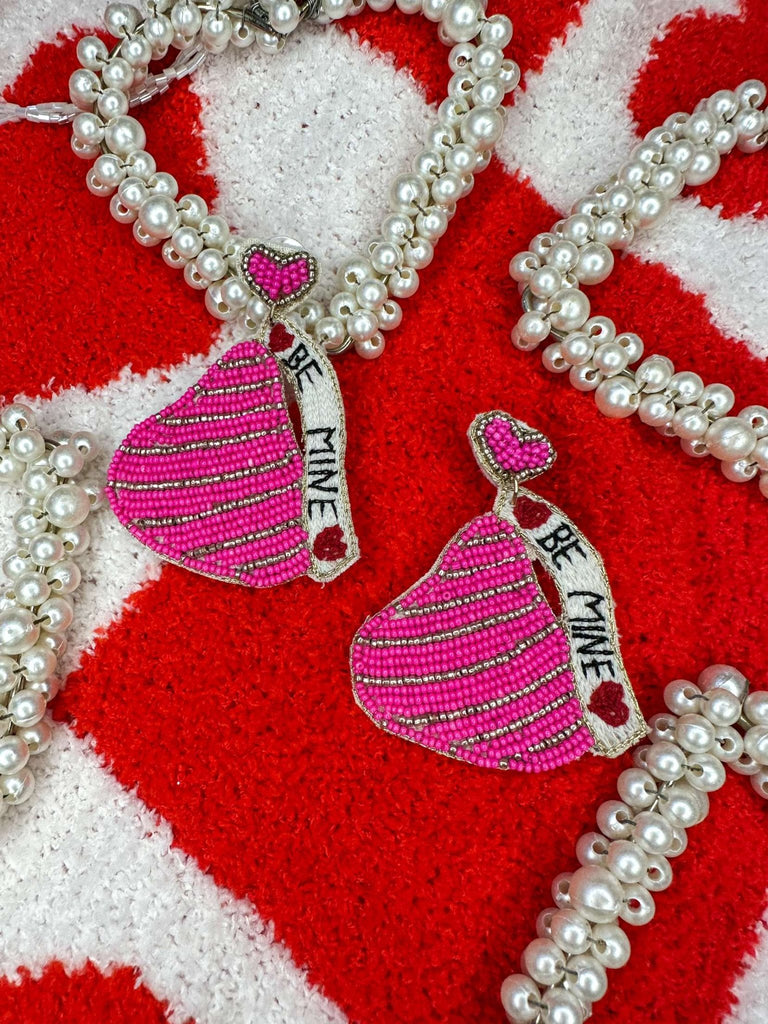 Be Mine Hot Pink Beaded Valentine's Earrings - The Edit LLC