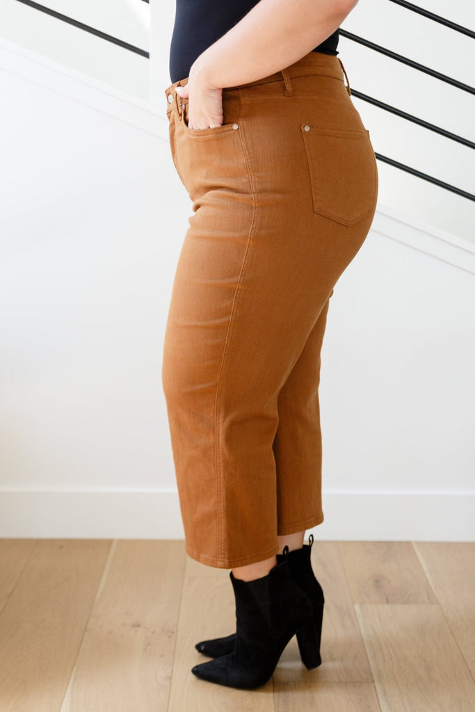 Briar High Rise Control Top Wide Leg Crop Jeans in Camel - The Edit LLC