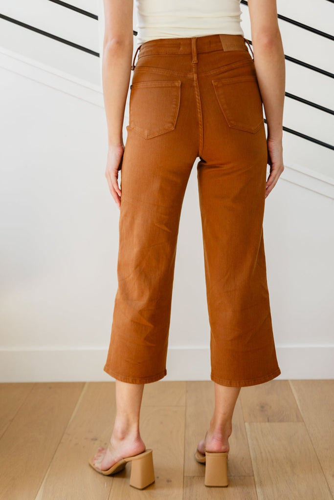 Briar High Rise Control Top Wide Leg Crop Jeans in Camel - The Edit LLC