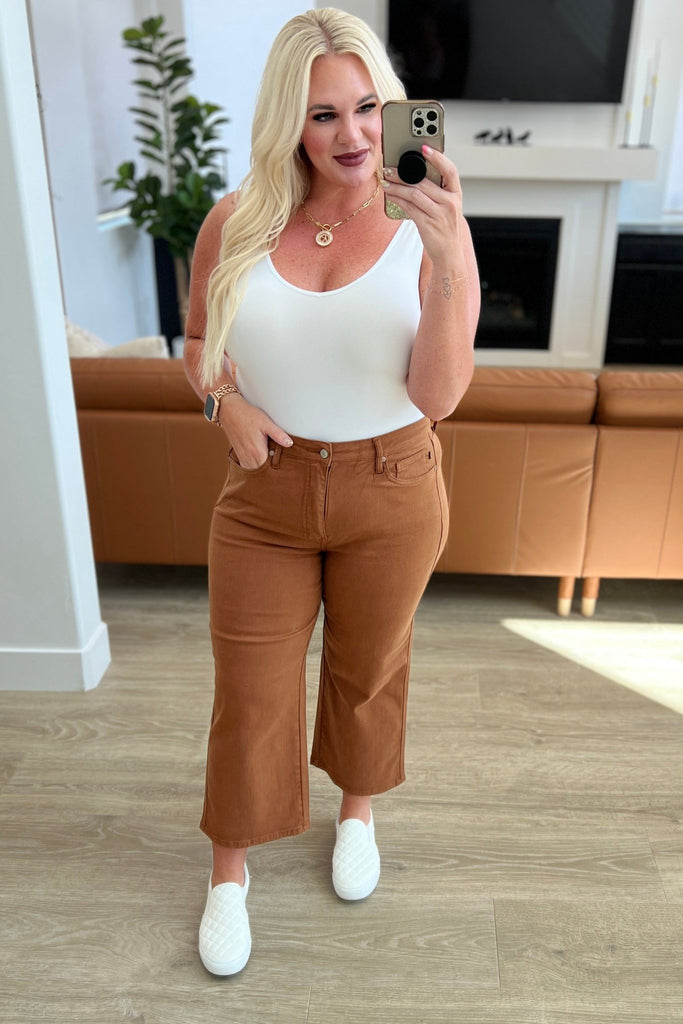 Briar High Rise Control Top Wide Leg Crop Jeans in Camel - The Edit LLC