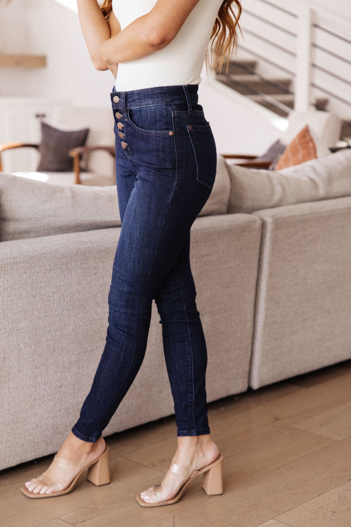 Celecia High Waist Hand Sanded Resin Skinny Jeans - The Edit LLC