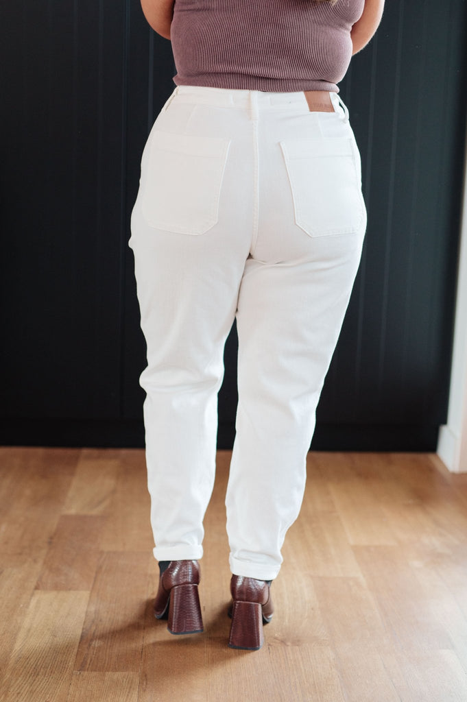 Charlene High Rise Contrast Thread Jogger in Ecru - The Edit LLC