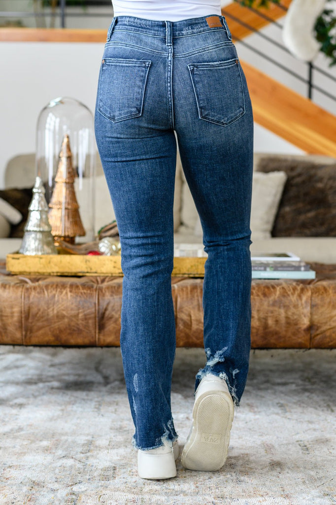 Christine High Contrast Slim Bootcut Destroyed Jeans - The Edit LLC