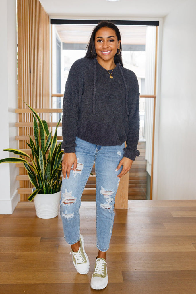 Cozy Does It Hoodie in Charcoal - The Edit LLC