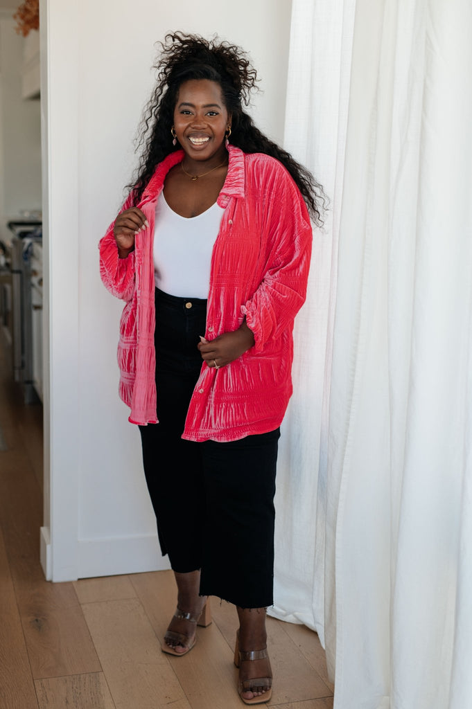 Feeling Fuchsia Velvet Button Down - The Edit LLC