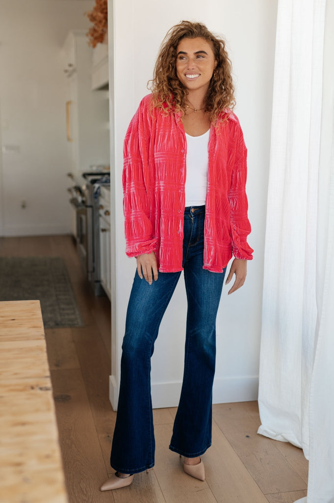 Feeling Fuchsia Velvet Button Down - The Edit LLC