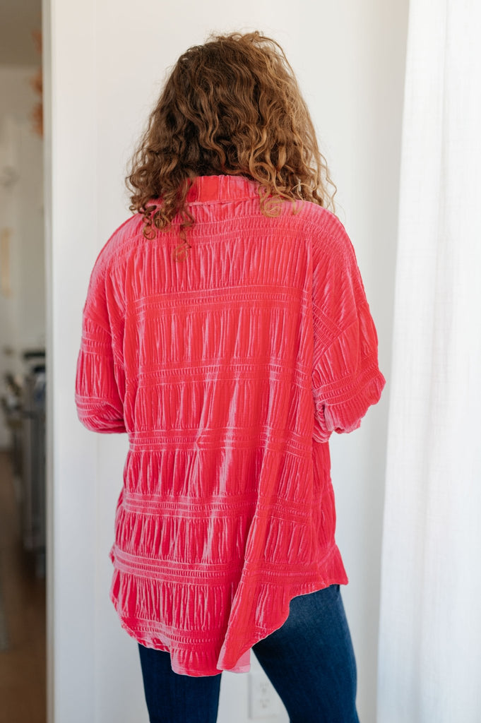 Feeling Fuchsia Velvet Button Down - The Edit LLC