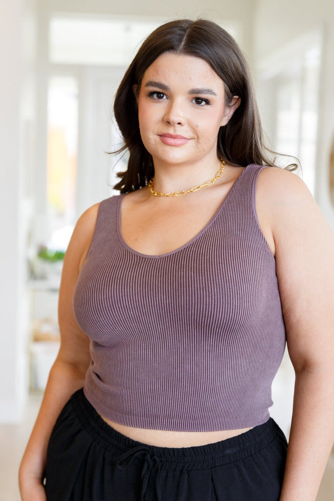 Fundamentals Ribbed Seamless Reversible Tank in Brown - The Edit LLC