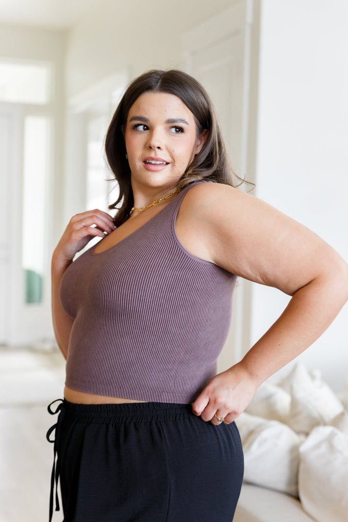 Fundamentals Ribbed Seamless Reversible Tank in Brown - The Edit LLC