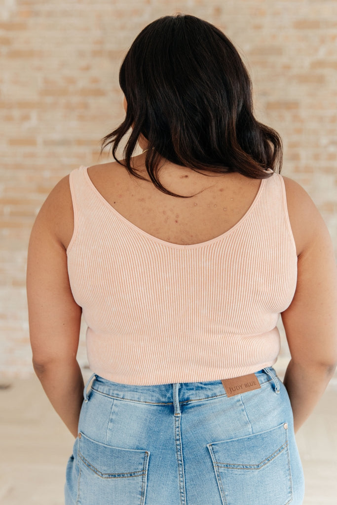 Fundamentals Ribbed Seamless Reversible Tank in Peach - The Edit LLC