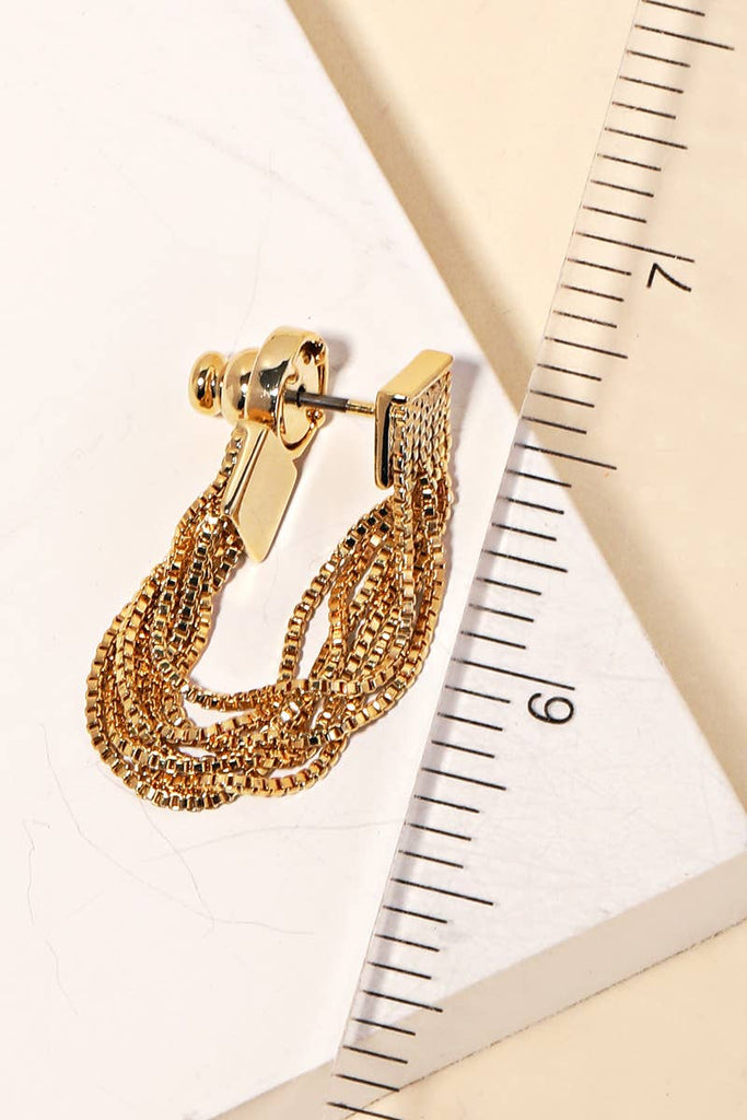 Gold Dipped Multi Box Chain Earrings - The Edit LLC