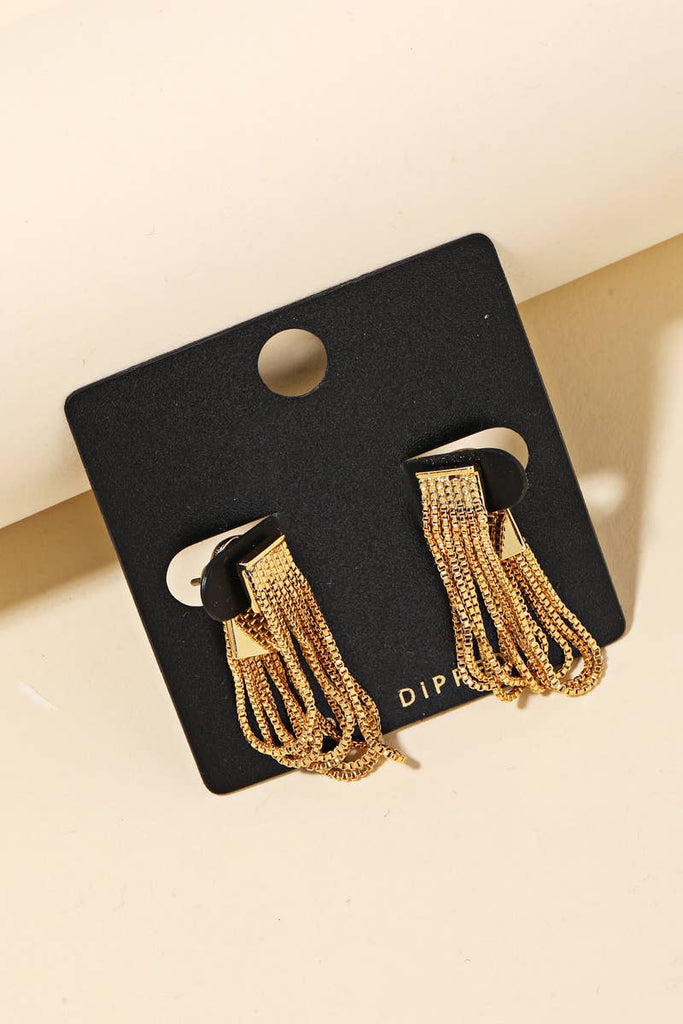 Gold Dipped Multi Box Chain Earrings - The Edit LLC