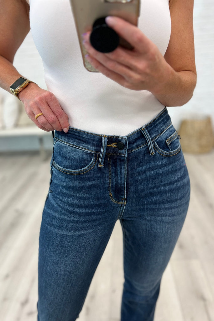 Josephine Mid Rise Raw Hem Bootcut Jeans - The Edit LLC