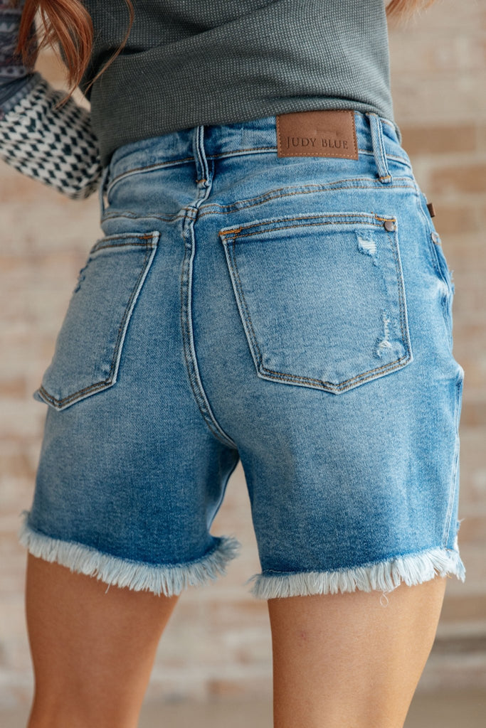 Kara High Rise Rigid Magic Button Fly Cutoff Shorts - The Edit LLC