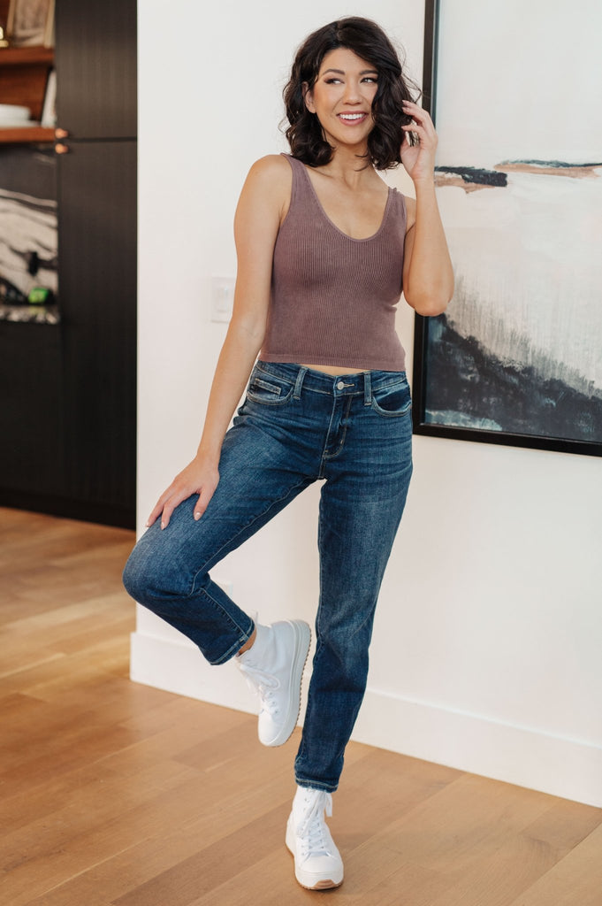 London Midrise Cuffed Boyfriend Jeans - The Edit LLC