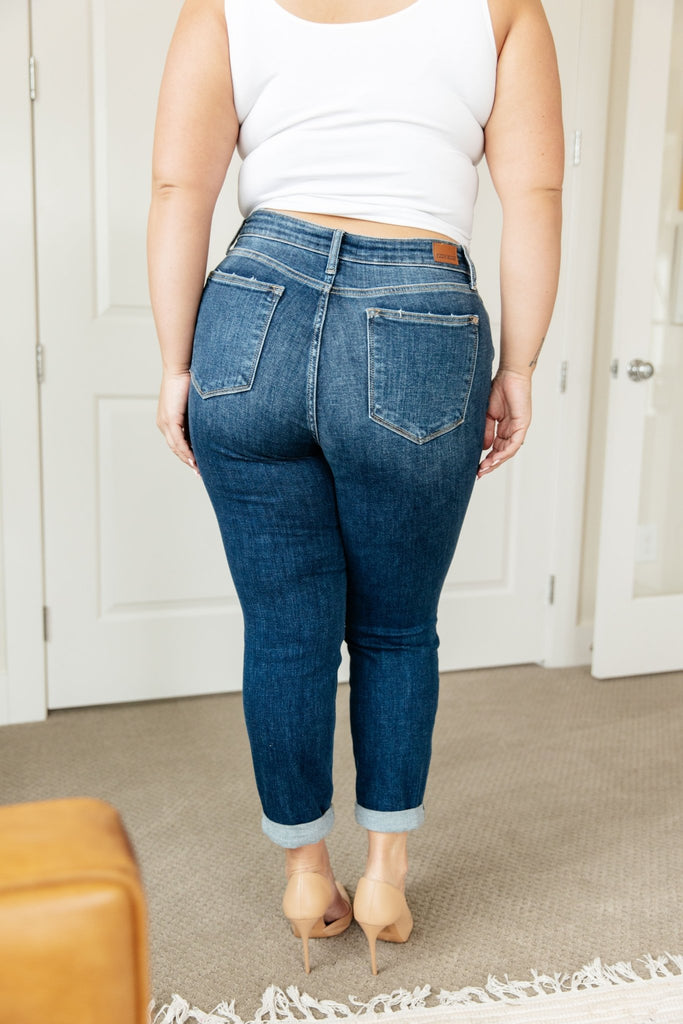 London Midrise Cuffed Boyfriend Jeans - The Edit LLC