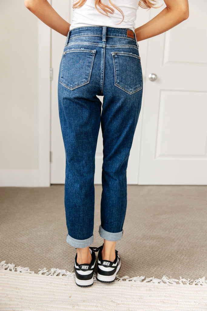 London Midrise Cuffed Boyfriend Jeans - The Edit LLC