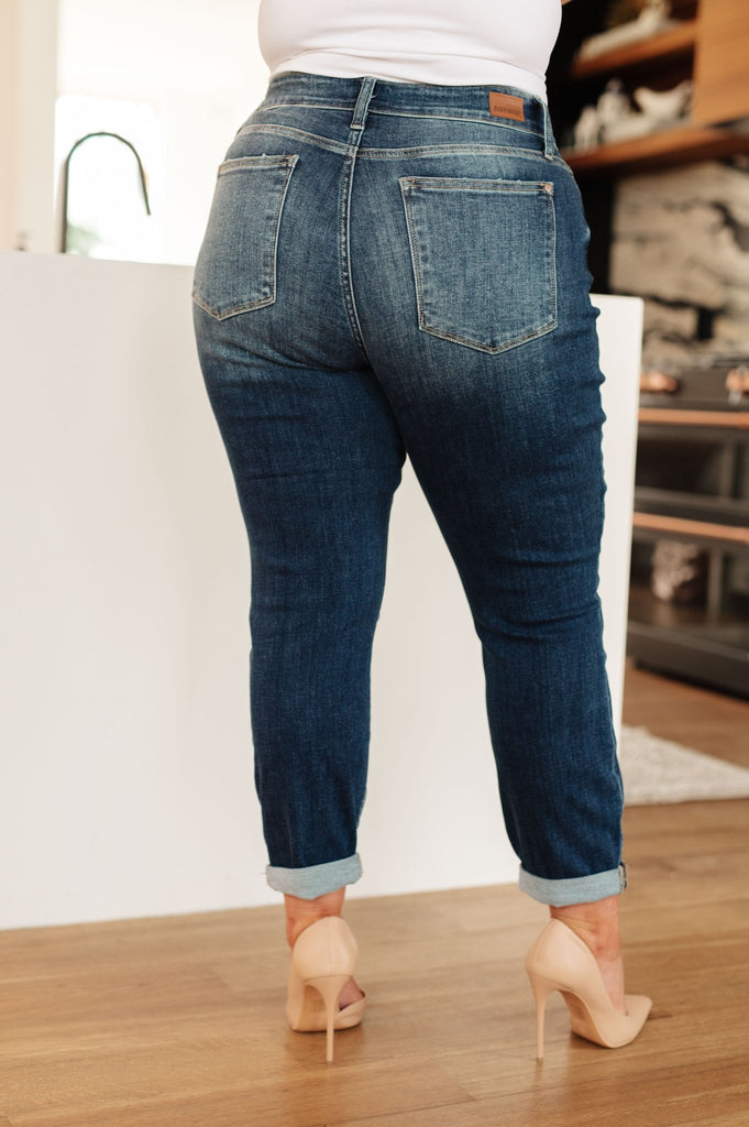 London Midrise Cuffed Boyfriend Jeans - The Edit LLC