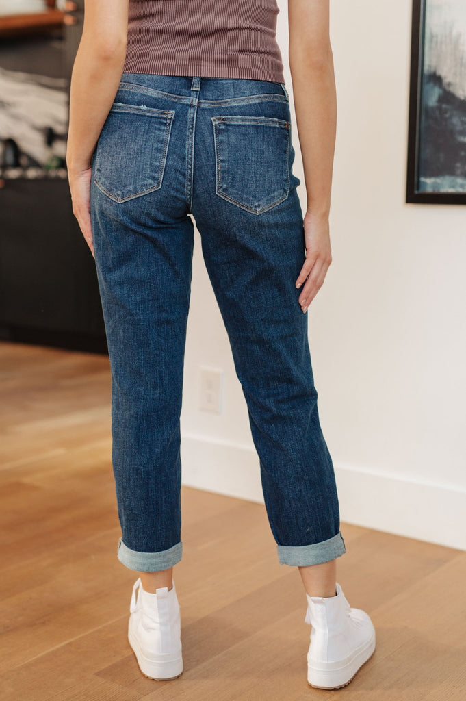 London Midrise Cuffed Boyfriend Jeans - The Edit LLC