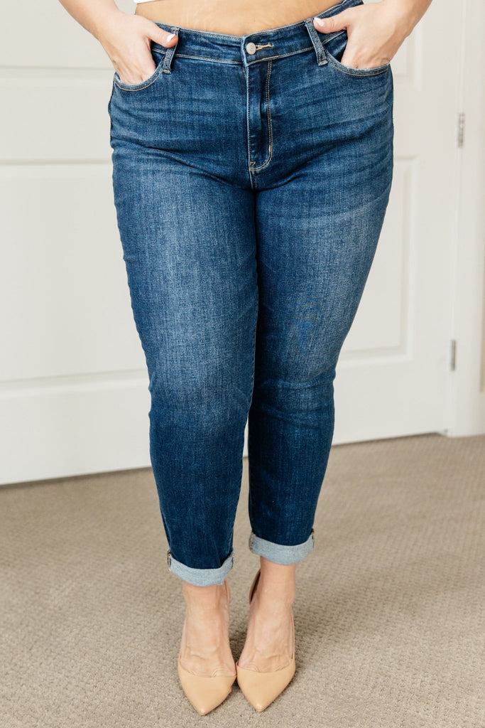 London Midrise Cuffed Boyfriend Jeans - The Edit LLC