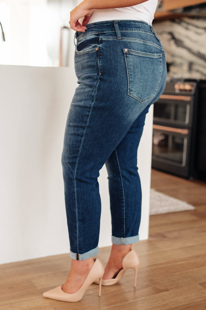 London Midrise Cuffed Boyfriend Jeans - The Edit LLC