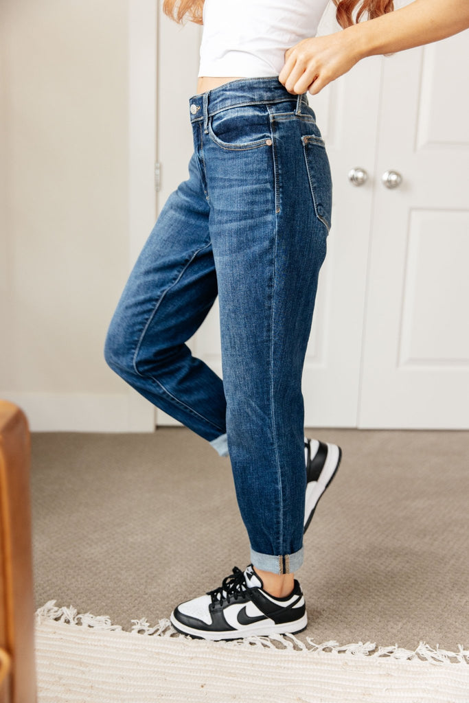 London Midrise Cuffed Boyfriend Jeans - The Edit LLC