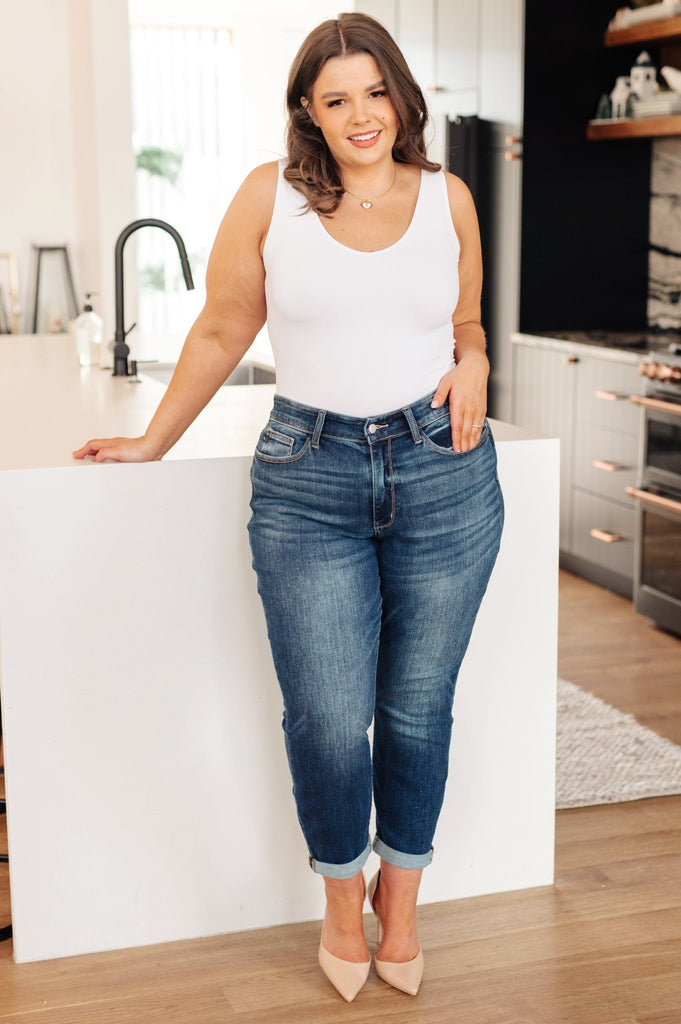 London Midrise Cuffed Boyfriend Jeans - The Edit LLC