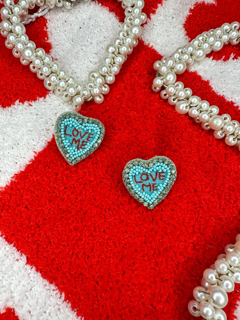 Love Me Beaded Rhinestone Studs - The Edit LLC