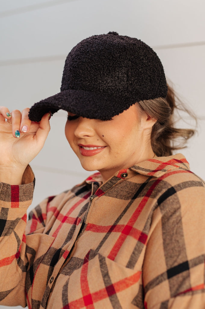 Lyla Sherpa Ball Cap in Black - The Edit LLC