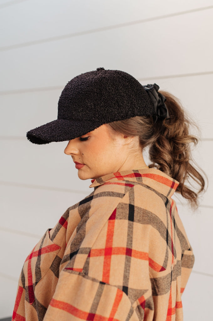 Lyla Sherpa Ball Cap in Black - The Edit LLC