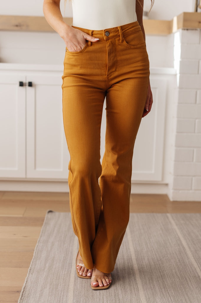 Melinda High Rise Control Top Flare Jeans in Marigold - The Edit LLC