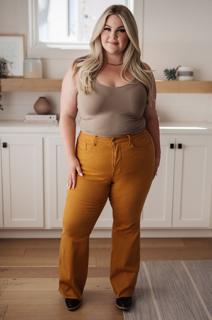 Melinda High Rise Control Top Flare Jeans in Marigold - The Edit LLC