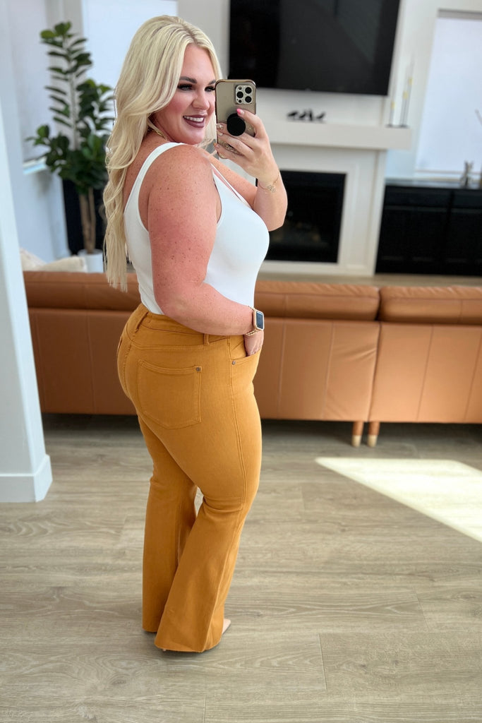 Melinda High Rise Control Top Flare Jeans in Marigold - The Edit LLC